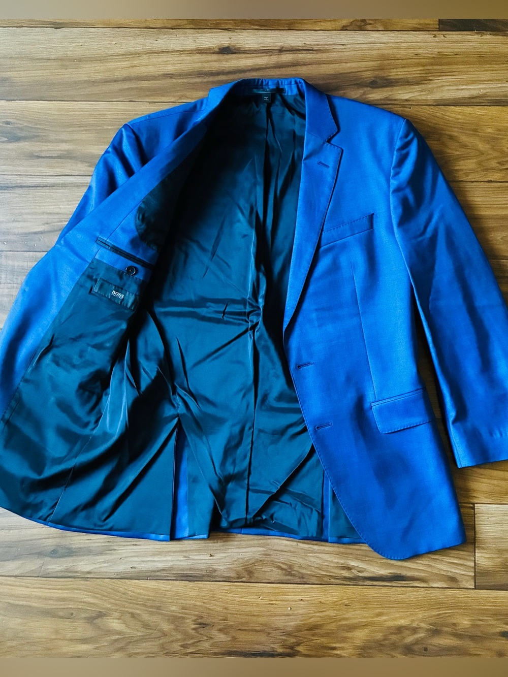 Hugo Boss Men’s 38R Wool Super 120 Trabaldo Togna Blazer Coat Suit Jacket Navy